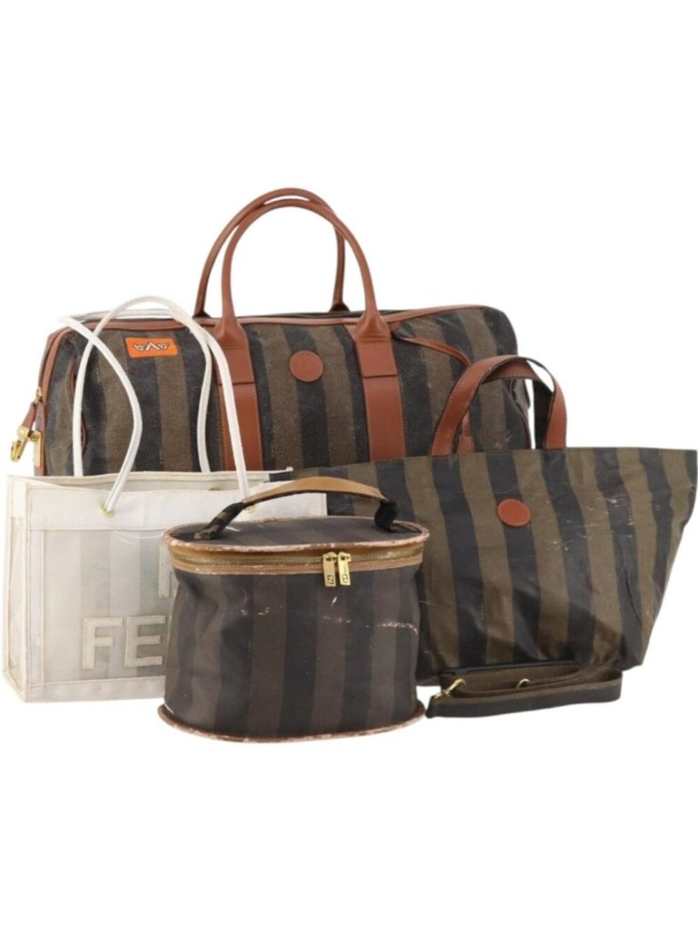 FENDI Pecan Canvas Bag Coated Canvas 4 Set Black Brown white
